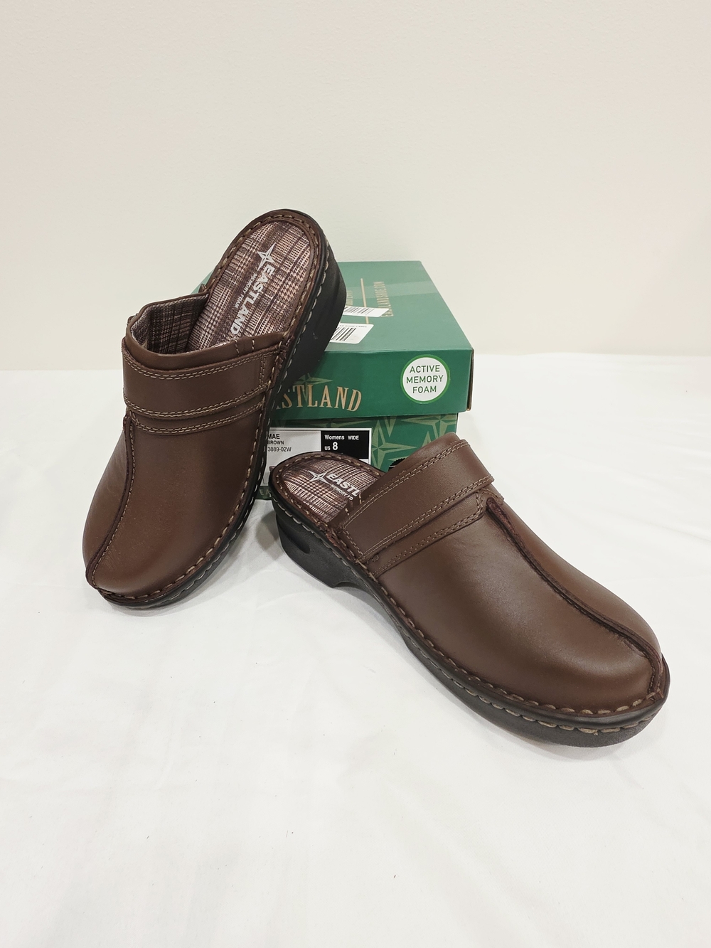 Eastland Mae Women’s Brown Leather Slip-On Clogs